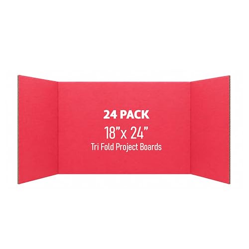 Flipside Products 18" x 48" Red Project Boards, Pack of 24, Trifold, Presentation Board, DIY Projects, Small Display, Science Fair, Classroom, Clubs, 4H, Graduation - color: Red