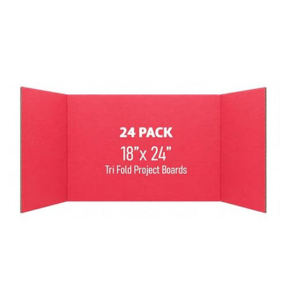 Flipside Products 18" x 48" Red Project Boards, Pack of 24, Trifold, Presentation Board, DIY Projects, Small Display, Science Fair, Classroom, Clubs, 4H, Graduation - color: Red