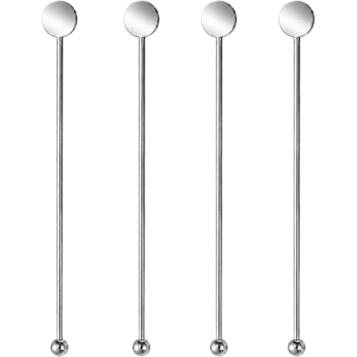 Cocktail Stirrers 8.66" - Silver Steel Swizzle Sticks, 4 Pack