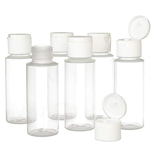 Chica and Jo 2oz Clear Plastic Empty Squeeze Bottles, Travel Size, Set of 6