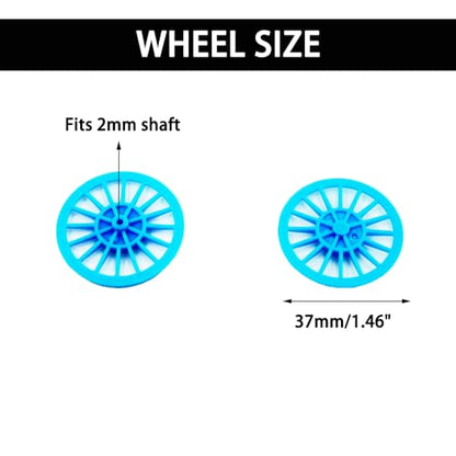 60PCS DIY Project Wheel 2mm Dia Shaft Plastic Project Wheel with 30PCS Shaft Round Axles for DIY Model Toy RC Car Truck Robot Building Parts (2x37mm Blue) - style: 2x37mm Blue