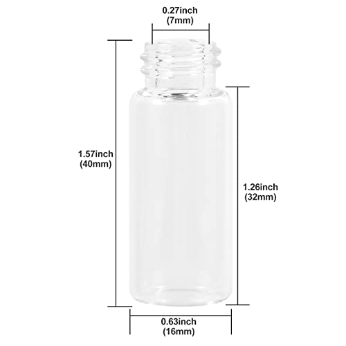 12PCS 4ml Clear Glass Small Vials with Screw Caps & Plastic Stoppers - size: 4ml