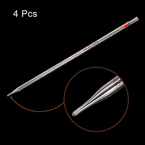PATIKIL Graduated Dropper Pipettes, 4 Pcs 5ml Reusable Borosilicate Glass Pipette for Transfer Liquid for Laboratory, Chemistry, Clear - size: 5ml