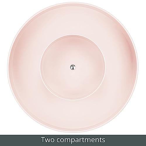 mDesign Plastic Lazy Susan Round Turntable Storage Tray - Rotating Organizer for Makeup, Cosmetics, Nail Polish, Vitamins, Shaving Kits, Hair Spray, Medical Supplies, First Aid - Light Pink/Blush