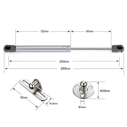 Silver Cabinet Gas Struts Lid Support, 10 Inch, 2 PCS, 80N/18 LB - size: 80N/18 LB