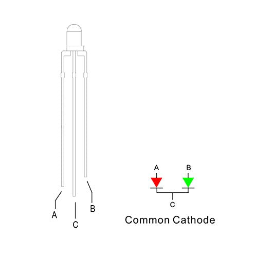 100pcs 3mm Red & Yellow-Green Lights Bi-Color LED Diodes Common Cathode Clear Round Lens +200pcs Resistors (for DC 6-12V) Included, Bright Bulb Lamps Light Emitting Diode - color: [16] Red&yellow-green (Common Cathode) / 100pcs, style: [A] 3mm Constant Li