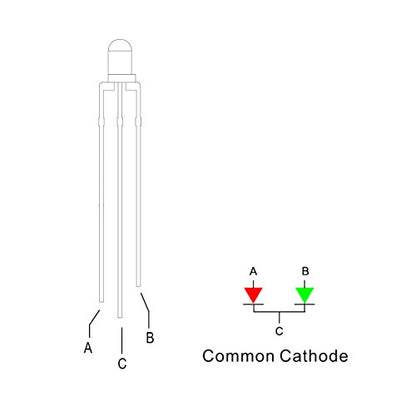 100pcs 3mm Red & Yellow-Green Lights Bi-Color LED Diodes Common Cathode Clear Round Lens +200pcs Resistors (for DC 6-12V) Included, Bright Bulb Lamps Light Emitting Diode - color: [16] Red&yellow-green (Common Cathode) / 100pcs, style: [A] 3mm Constant Li
