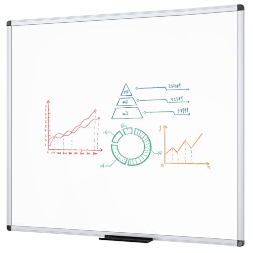 VIZ-PRO Dry Erase Board, 48" x 48" Large Magnetic Whiteboard for Wall - size: 48"W x 48"H