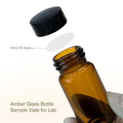 ALWSCI 5 Dram Amber Glass Vials Wide Mouth with Screw Caps, 20 Pack - size: 20ml