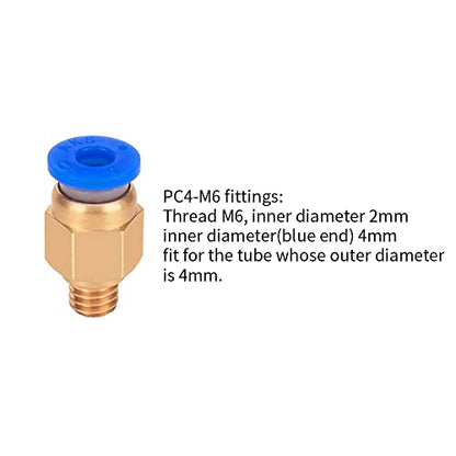 Aokin 10 Pcs PC4-M6 Pneumatic Fitting for Creality Ender 3/3 Pro/3 V2, Ender 5/5 Pro/5 Plus, CR-10/10S, etc - color: 10Pcs PC4-M6