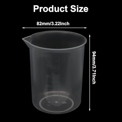 Waziaqoc 300ml/10.1oz Plastic Graduated Beaker, 6 Pack - size: 3.71 x 3.22 Inch