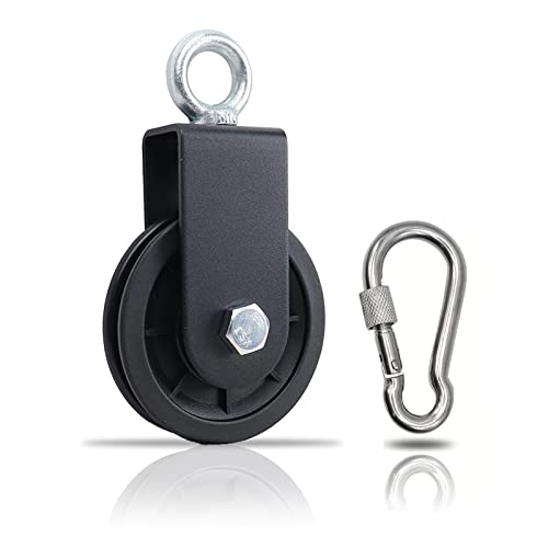 SERTT Gym Pulley System, Fitness Swivel Pulley Wheel with Hanging Strap Carabiner, Swivel Pulley Block for DIY Home LAT Pulldown and Lift Cable Machine - color: 1 PC