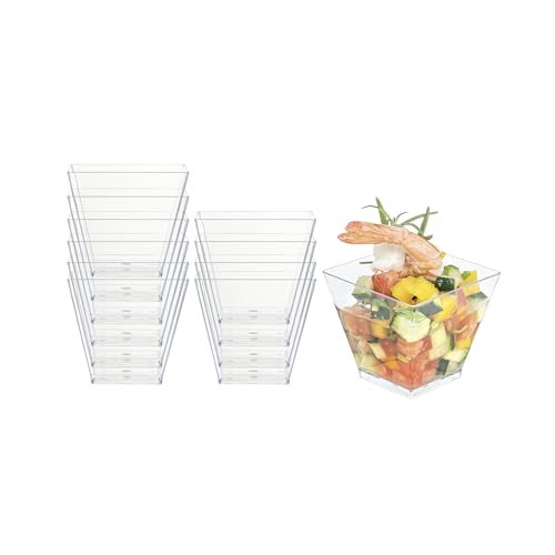 Restaurantware 2 Ounce Mini Kova Cups 20 Square Small Appetizer Cups - Lids Sold Separately Heavy-Duty Clear Plastic Parfait Cups Serve Mousse Puddings Or Samples For Weddings Or Parties - color: Clear, size: 2 oz