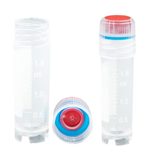 Kashi Scientific Screw Cap 1.8mL Cryovials with External Thread Cap - Self Standing Cryogenic Vial, Washer Silicone O-Ring, Cryogenic Tubes with Leak Resistance, Pack of 500 Cryo Tubes - size: 1.8ml