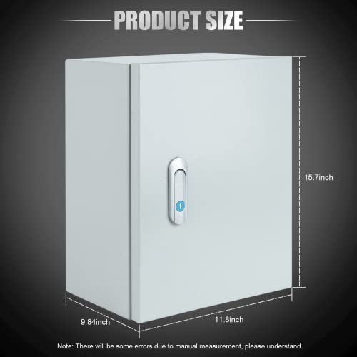 Steel Electrical Junction Box, Indoor&Outdoor Electrical Enclosure Box, Wall Mounted Waterproof&Dustproof Metal Box, Universal Electric Equipment Enclosure Box with Safety Locks and Mounting Plates - size: 16"×12"×10"