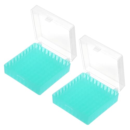 PATIKIL 100 Well Centrifuge Tube Freezer Storage Box, 2 Pcs Polypropylene Lockable Tube Rack for 1.5/1.8/2ML Tubes Vials Samples, Green - color: Green