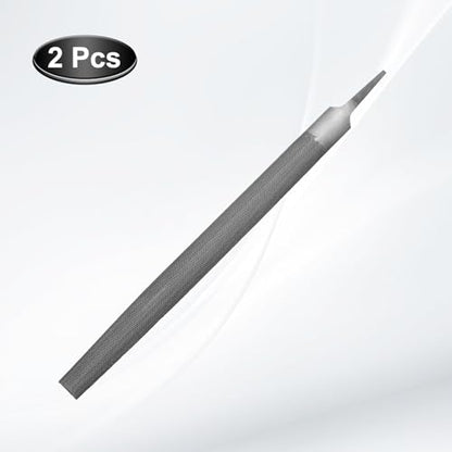 HARFINGTON 2pcs 12" Half Round Medium Cut File Double Cut Teeth Medium Metal File High Carbon Steel T12 without Handle for Metal Wood Tool Sharpener, Gray - size: 12"
