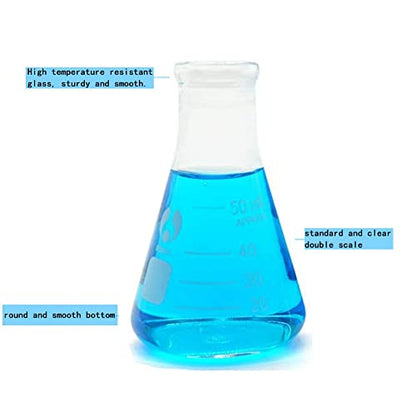 50ml Narrow Mouth Graduated Erlenmeyer Flasks 4 Pack - size: Flask50ml 4pcs