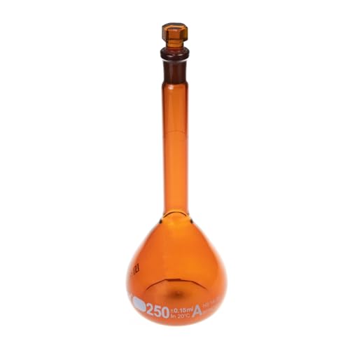 2PCS 250ML Volumetric Flask, Class A, Glass Stopper for Laboratory - color: Amber Glass, size: 250ML