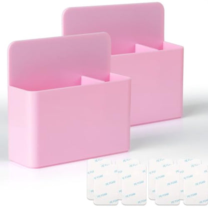 noonebutyou 2 Pcs Magnetic Marker Holder Dry Erase Marker Holder Wall Mount Self Adhesive Pen Holder Magnetic Marker Cup Holders for Whiteboard, Fridge, Home Office School (Pink) - color: Pink
