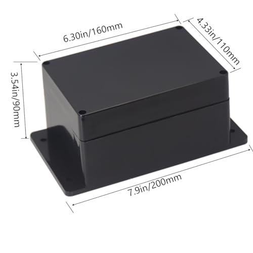 Project Box IP65 Waterproof Junction Box ABS Plastic Electrical Boxes DIY Electronic Project Case Power Enclosure with Fixed Ear 6.3x4.33x3.54 inch (160 x 110 x90 mm) - color: Black, size: 6.30"x4.33"x3.54"