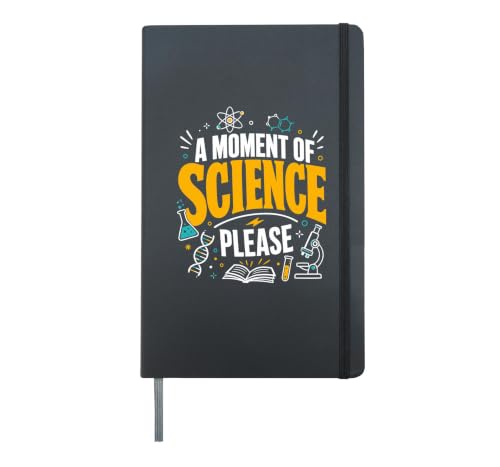 A MOMENT OF SCIENCE PLEASE Microscope Lab Science Fair Hardcover Journal, Black