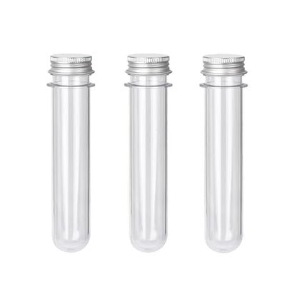 3 Pcs Plastic Test Tubes with Caps, 40ml Clear Test Tube Containers 25 x 140 mm, Reusable Tubes for Candy Storage, Party Favors, Beads, Bath Salts & Lab Experiments (3, Silver) - color: Silver