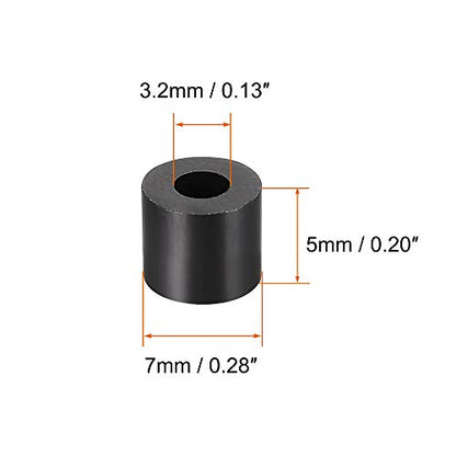 uxcell Nylon Round Spacer Washer 3.2mm ID 7mm OD 5mm Height for M3 Screws Black 100Pcs - size: 3.2mmx7mmx5mm