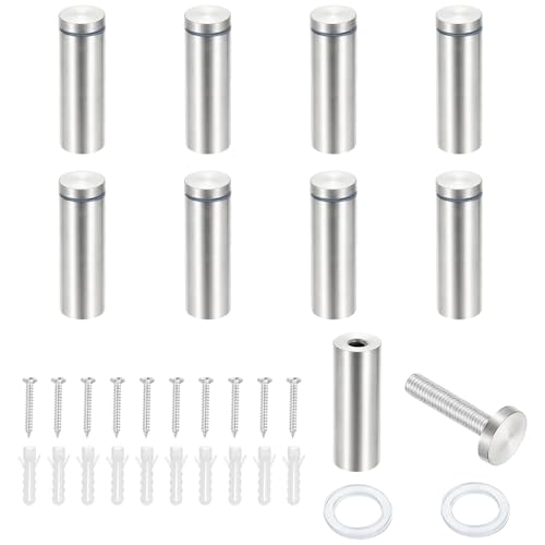 PATIKIL 1x2.8" Standoff Screws, 8 Pack Stainless Steel Stand Off Wall Mounts Wall Sign Mounting Hardware Advertising Standoff Nail for Hanging Acrylic Signs Picture Frame, Silver - size: 1x2.8"