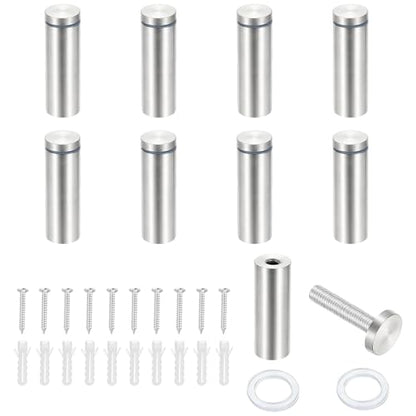 PATIKIL 1x2.8" Standoff Screws, 8 Pack Stainless Steel Stand Off Wall Mounts Wall Sign Mounting Hardware Advertising Standoff Nail for Hanging Acrylic Signs Picture Frame, Silver - size: 1x2.8"