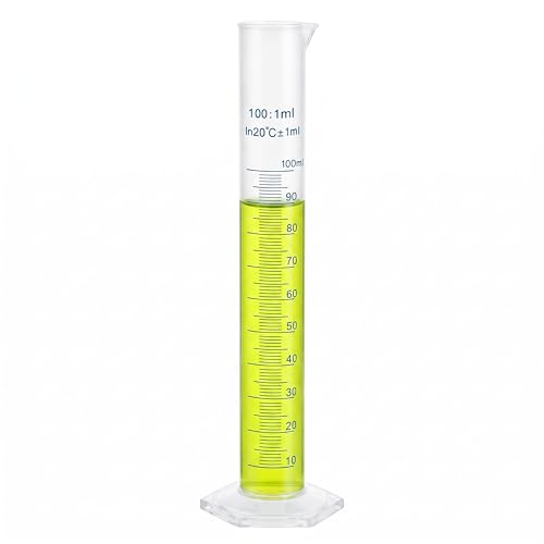 100ml Plastic Measuring Graduated Cylinder, Polypropylene Plastic, 2-Sided Marking, Ideal for Science, School and Home Lab, HUAOU, Pack of 1 - size: 100ml
