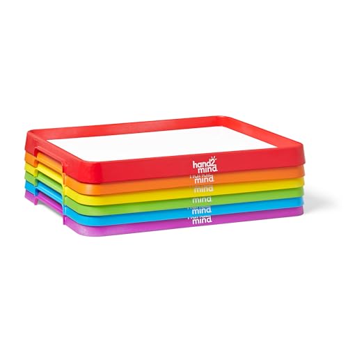hand2mind Magnetic Dry Erase Activity Trays (Set of 6), Ages 3+ - style: Rainbow 6 Pack