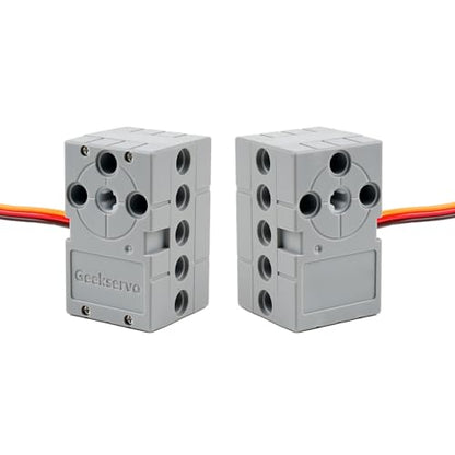 2PCS Geekservo Programmable Building Block Servo Motor, 360 Degree Rotation, 2P/3P Wire, Compatible with Microbit Raspberry Pi (2KG Slow Speed Servo) - style: 2KG Slow Speed Servo