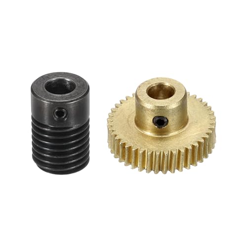 uxcell Worm Gear Set 40T 0.5 Mod 1:40 Brass Gear-5mmOD,1045 Steel Rod 6mmOD - size: Gear-5mm, Rod-6mm Bore, style: 0.5M-40T