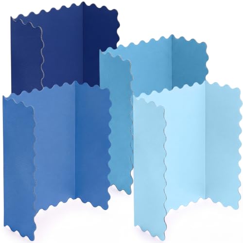 Mooliwe 4 Pack 21" x 14" Trifold Poster Board Scalloped, Blue - color: Blue, size: 21" X 14"