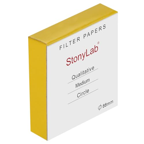 StonyLab Qualitative Filter Paper Circles, 88mm Diameter Cellulose Filter Paper with 20 Micron Particle Retention Medium Filtration Speed, Pack of 100 (88mm Diameter) - size: 88 mm Diameter
