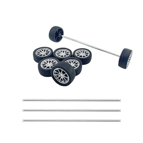 8PCS Toy Car Wheel RC Car Rubber Tire Wheel with Metal Shaft Axles for RC Car Truck DIY Model Toy Building Projects (2.5x25mm) - style: 2.5x25mm
