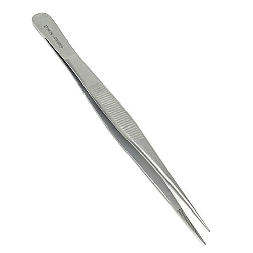 Stainless Steel High Precision Forceps with Fine Strong Straight Serrated Point to use Engineer Labware for Scientific Use 6" (15.2 cm), (6 Inch) - size: 6 Inch