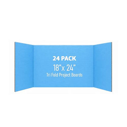 Flipside Products 18" x 48" Sky Blue Project Boards, Pack of 24, Trifold, Presentation Board, DIY Projects, Small Display, Science Fair, Classroom, Clubs, 4H, Graduation - color: Sky Blue