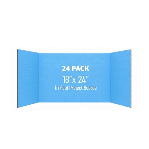 Flipside Products 18" x 48" Sky Blue Project Boards, Pack of 24, Trifold, Presentation Board, DIY Projects, Small Display, Science Fair, Classroom, Clubs, 4H, Graduation - color: Sky Blue