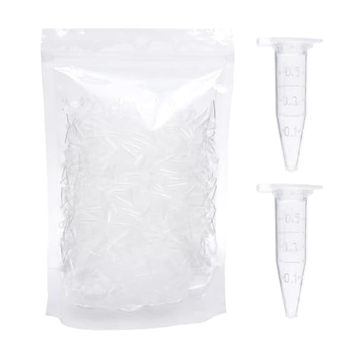 0.5ml Microcentrifuge Tubes 1000pcs, EO Sterilized Plastic Small Vials with Caps for Sample Storage Without Leakage(1000)