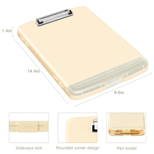 Piasoenc Clipboard with Storage,8.5 x 11 Clip Board with Pen Holder,Apricot - color: Apricot