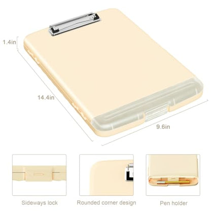 Piasoenc Clipboard with Storage,8.5 x 11 Clip Board with Pen Holder,Apricot - color: Apricot