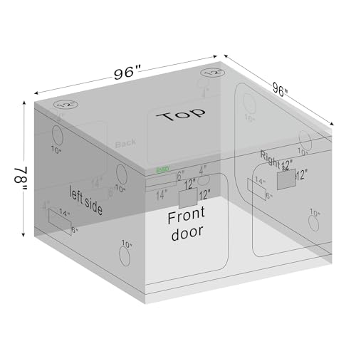zazzy 8x8 Large Grow Tent 96"x96"x78" High Reflective Mylar Growing Tent - size: 96"x96"x78"