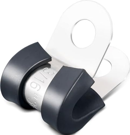 OURU 3/16 Inch Cable Clamps, Rubber Coated Insulated Clamps, 100pcs, 5mm - size: 100 PCS - 3/16 Inch