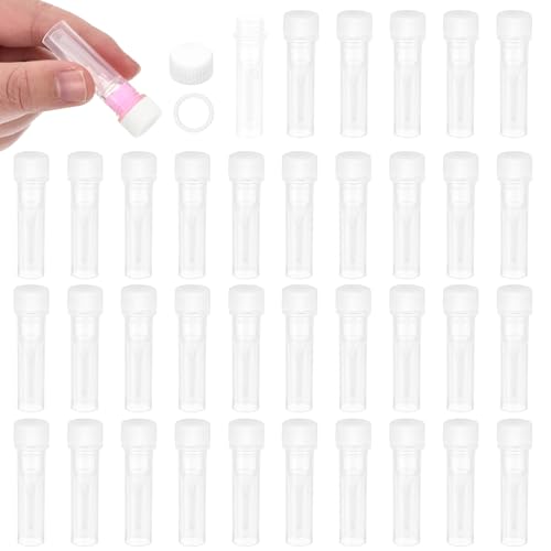 PATIKIL 0.5mL Plastic Cryogenic Vial, 64Pcs Cryogenic Storage Tube Lab Frozen Test Tube Container Storage Screw Cap for Lab Laboratory Science, White Clear - color: White, size: 0.5ml