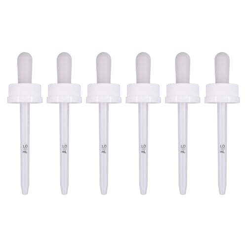 6Pack Replacement Screw Droppers, 1.0 ml Straight Tip Pipette Plastic Closure Top For Minoxidil Bottles