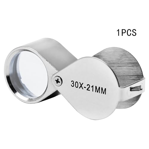 Othmro 1Pcs 30X Magnifying Glass, Diameter 0.83inch Mini Microscope Jewelry Eye Loupe Magnifier, Silver Magnifying Glass Powerful Doublet, Chrome Plated, Round Body Jewel Loupe for Stamps - color: B 30x/21mm