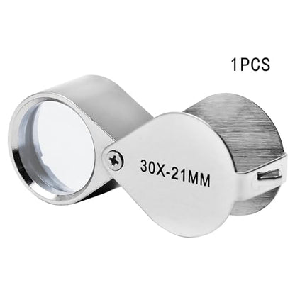 Othmro 1Pcs 30X Magnifying Glass, Diameter 0.83inch Mini Microscope Jewelry Eye Loupe Magnifier, Silver Magnifying Glass Powerful Doublet, Chrome Plated, Round Body Jewel Loupe for Stamps - color: B 30x/21mm