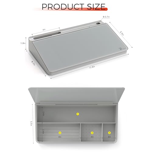 TOWON Compact Glass Desktop Whiteboard with Storage 12x7 in, Gray - color: Light Gray